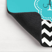 Blauwgroen zwarte Stippen Chevron Persoonlijke Mou Muismat (Hoek)