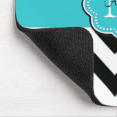 Blauwgroen zwarte Stippen Damask Personalized Mous Muismat (Hoek)