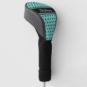 Blauwgroen zwarte streep pols dot Script-naam Golfheadcover (Schuin)