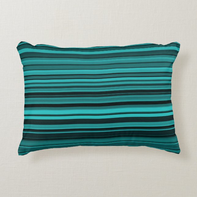 Blauwgroen zwarte strepen accent kussen (Voorkant)