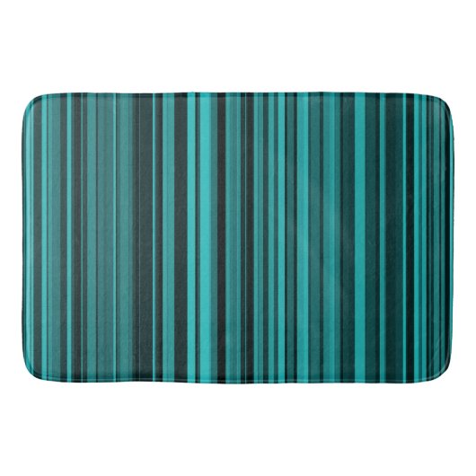 Blauwgroen zwarte strepen badmat (Voorkant)