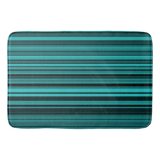 Blauwgroen zwarte strepen badmat (Voorkant)