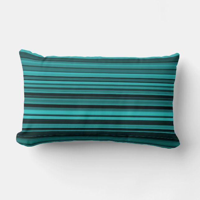 Blauwgroen zwarte strepen kussen (Voorkant)