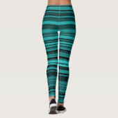 Blauwgroen zwarte strepen leggings (Achterkant)