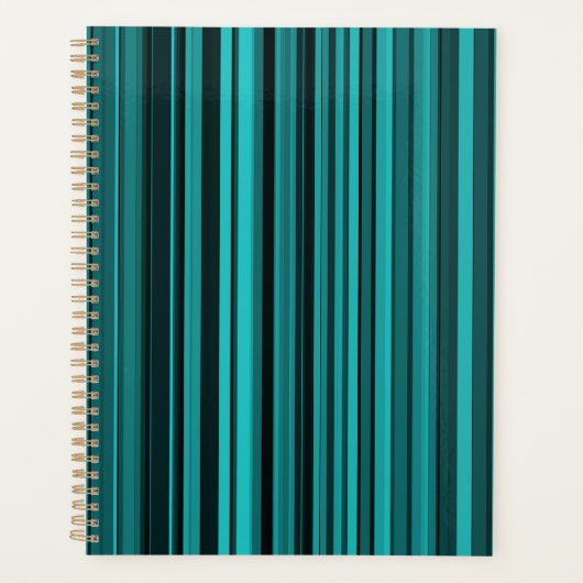 Blauwgroen zwarte strepen planner (Voorkant)