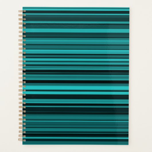 Blauwgroen zwarte strepen planner (Voorkant)