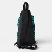 Blauwgroen zwarte strepen sling bag (Achterkant)