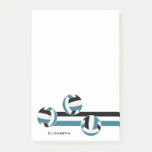 blauwgroen zwarte strepen volleybal team kleuren post-it® notes (Voorkant)