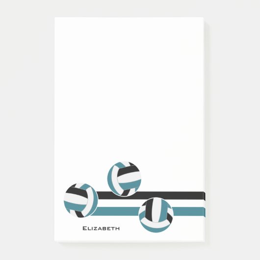 blauwgroen zwarte strepen volleybal team kleuren post-it® notes (Voorkant)