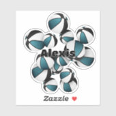 blauwgroen zwarte team kleuren basketballen speler sticker (Vel)
