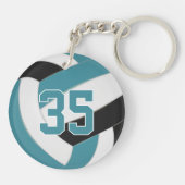 blauwgroen zwarte teamkleuren gepersonaliseerd vol sleutelhanger (Achterkant)
