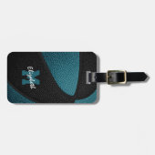 blauwgroen zwarte teamkleuren op maat van basketba bagagelabel (Voorkant horizontaal)