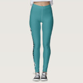 Blauwgroen zwarte teamkleuren volleyballen met tek leggings (Voorkant)