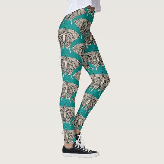 blauwgroen zwarte vleermuis leggings (Rechts)