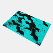 Blauwgroen zwarte vleermuizen deurmat (Schuin)