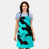Blauwgroen zwarte vleermuizen schort (Gedragen)