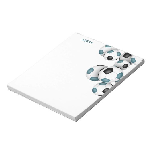 blauwgroen zwarte voetballen accent aangepaste naa notitieblok (Linkerzijde)