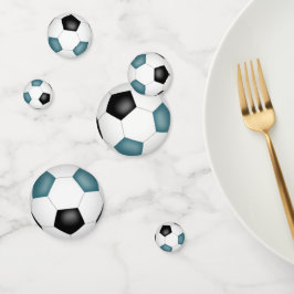 blauwgroen zwarte voetballen kinder sportpartij confetti