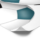 blauwgroen zwarte voetballen meisjes verjaardagsfe poster (Hoek)