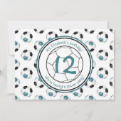 blauwgroen zwarte voetballen verjaardagsfeest kaart (Achterkant)