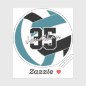 blauwgroen zwarte volleybal team kleuren sticker (Vel)
