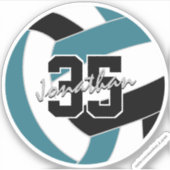 blauwgroen zwarte volleybal team kleuren sticker (Voorkant)