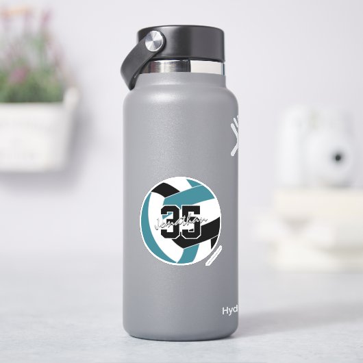 blauwgroen zwarte volleybal team kleuren sticker (HydroFlask)