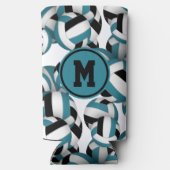 Blauwgroen zwarte volleyballen Patroon W speler Mo Seltzer Blikjeskoeler (Achterkant)