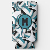 Blauwgroen zwarte volleyballen Patroon W speler Mo Seltzer Blikjeskoeler (Voorkant)