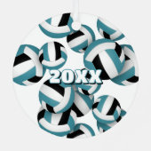 blauwgroen zwarte volleyballen w atleet naam keeps metalen ornament (Achterkant)