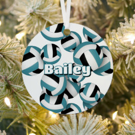 blauwgroen zwarte volleyballen w atleet naam keeps metalen ornament