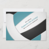 blauwgroen zwarte volleybalmeisjesfeestje kaart (Voorkant)