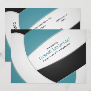 blauwgroen zwarte volleybalmeisjesfeestje kaart