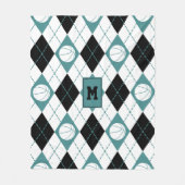 blauwgroen zwarte witte basketbal met argyle fleece deken (Voorkant)