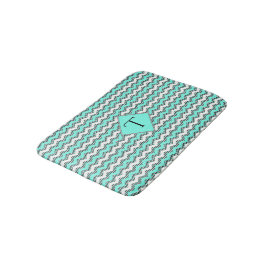 Blauwgroen, zwarte witte Chevron originele monogra Badmat