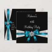 Blauwgroen zwarte witte juweel 40th Elegant Birthd Kaart (Voorkant / Achterkant)