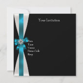 Blauwgroen zwarte witte juweel 40th Elegant Birthd Kaart (Achterkant)