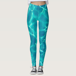 Blauwgroen zwembadwater leggings