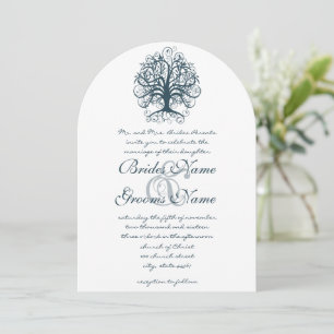 Blauwgroen zwenkbomen Roots of Love Wedding Invita Kaart