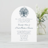 Blauwgroen zwenkbomen Roots of Love Wedding Kaart (Staand voorkant)