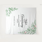 Blauwgroene 25e verjaardag foto-achtergrond wandkleed (Voorkant (horizontaal))