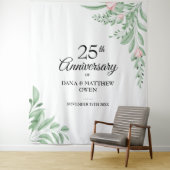 Blauwgroene 25e verjaardag foto-achtergrond wandkleed (In situ)
