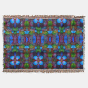 Blauwgroene abstracte caleidoscoop fleece deken