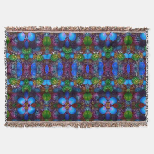 Blauwgroene abstracte caleidoscoop fleece deken (Voorkant)