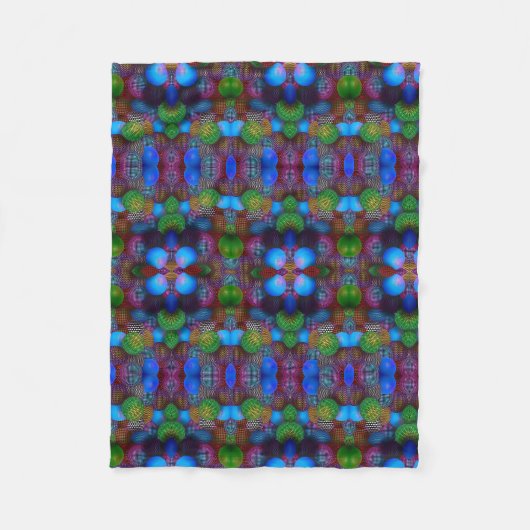 Blauwgroene abstracte caleidoscoop fleece deken (Voorkant)