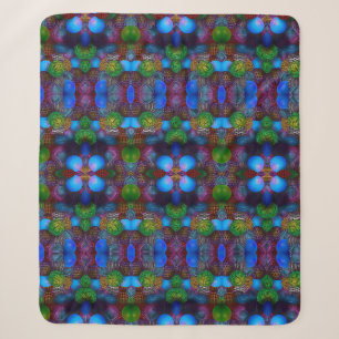Blauwgroene abstracte caleidoscoop fleece deken