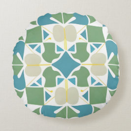 Blauwgroene abstracte geometrie voor moderne ruimt rond kussen