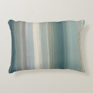 Blauwgroene abstracte kuststreep accent kussen