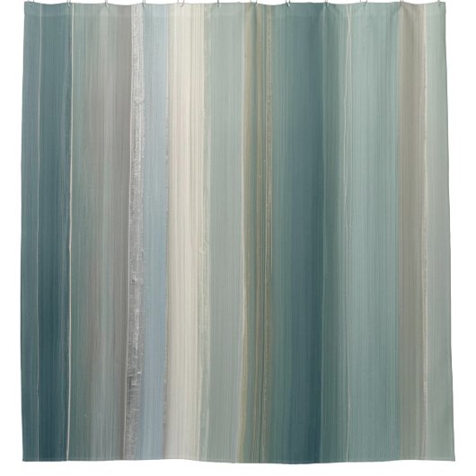Blauwgroene Abstracte Kuststreep Douchegordijn (Voorkant)
