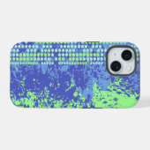 Blauwgroene abstracte surfstrand iPhone 15 case (Achterkant horizontaal)